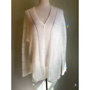 Wooden Ships Cream Knit Sweater M/L  boho cottage core whimsi mohair wool v neck